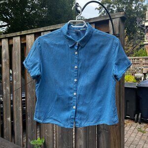 Baby Blue Linen/Cotton Blend Button Down